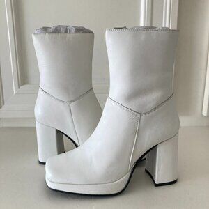 NWOB Jeffery Campbell Free People Melody White Leather Platform Boots Sz 8.5